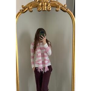 Vintage Y2K Rue 21 Pink White Stripe Sweater with Matching Scarf